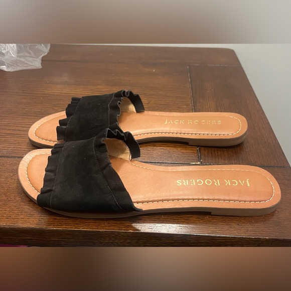 Jack Rogers Rosie Ruffle Slide Black NEW 10 - Picture 3 of 6
